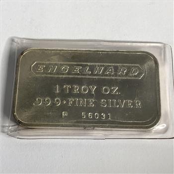 Engelhard 999 Fine Silver Ingot Bar 1 oz In Original Plastic