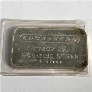 Engelhard 999 Fine Silver Ingot Bar 1 oz In Original Plastic