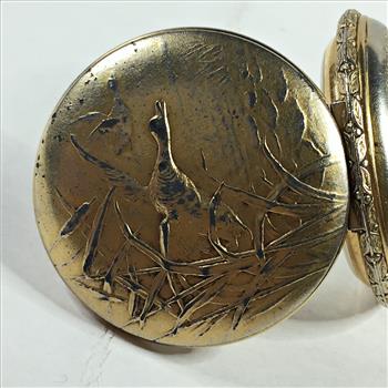 Ever Swiss Shock Resistant Duck Engraved Pocket Watch - 58 Grams Total Weight