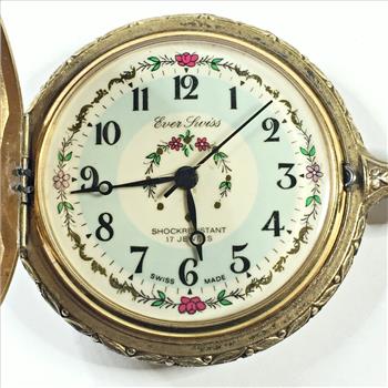 Ever Swiss Shock Resistant Duck Engraved Pocket Watch - 58 Grams Total Weight