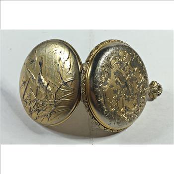 Ever Swiss Shock Resistant Duck Engraved Pocket Watch - 58 Grams Total Weight