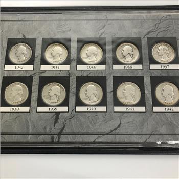 First 10 Years of Silver Washington Quarters.  Nice Display Album