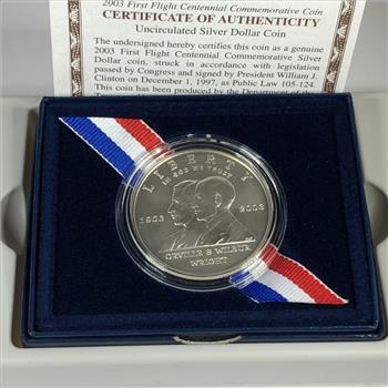 First Flight Commemorative Silver Dollar Coin in Original Packaging