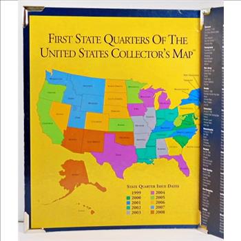 First State Quarters of the United States Collector's Map 1999-2008*Includes All 50 Uncirculated Quarters*Beautiful!