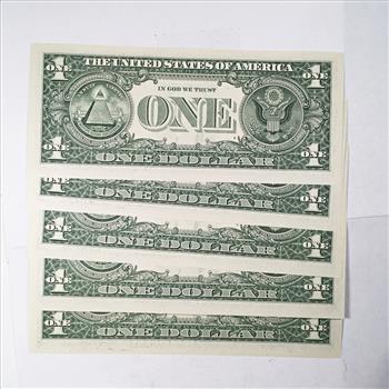 Five (5) Series 2013 $1 FRN; Dallas, TX*CONSECUTIVE NUMBERED STAR NOTES *Crisp Uncirculated