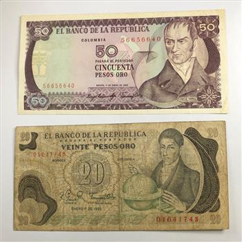 Foreign Currency Lot of Two Notes in Protective Sleeve