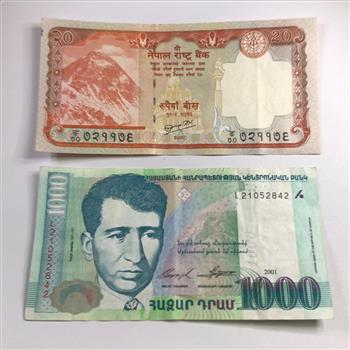 Foreign Currency Lot of Two Notes in Protective Sleeve