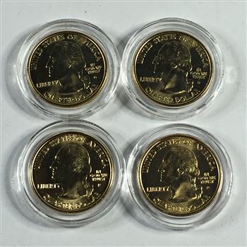 Four 24K Gold Layered 2003 Commemorative State Quarters*Missouri, Arkansas, Alabama and Maine