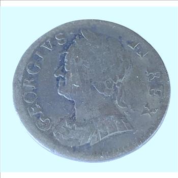 George II 1754  Farthing Dated 1754 AD. Obv: profile bust with GEORGIVS II REX legend. Rev: seated Britannia