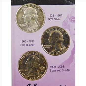 George Washington Coin & Stamp Collection*Three Quarters; 1 Silver*Three Stamps; Issued in 1932