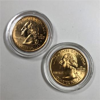 Gold Layered State Quarters Louisiana and Minnesota *High Grade