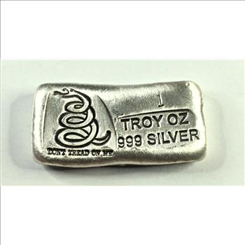 Hand-poured 1 Troy Ounce .999 Silver Bar*Snake*Don't Tread on Me