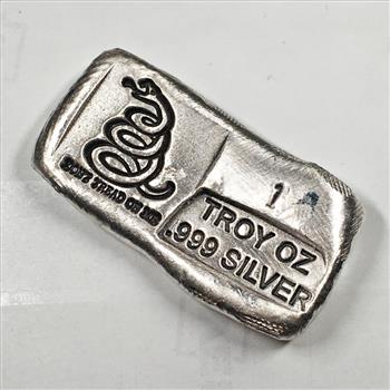 Hand-poured One Troy Ounce .999 Fine Silver Bar*Snake*Don't Tread On Me
