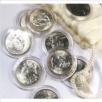 High Grade Uncirculated State Quarters (10) in Mint State Condition Protective Capsules Cloth Bag