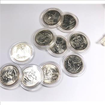High Grade Uncirculated State Quarters (10) in Mint State Condition Protective Capsules Cloth Bag