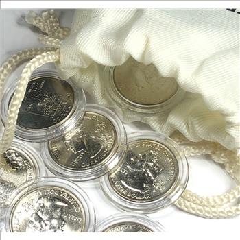 High Grade Uncirculated State Quarters (10) in Mint State Condition Protective Capsules Cloth Bag