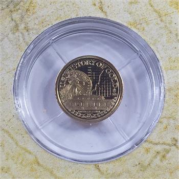 History of Gold*0.5 grams 14K Gold Coin Commemorates 1787 Gold Coin Worth $15 in New York Currency*In Custom Holder