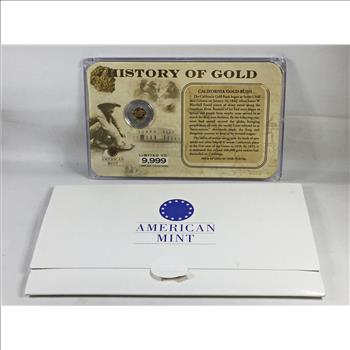 History of Gold*0.5 grams 14K Gold Coin Commemorates 1787 Gold Coin Worth $15 in New York Currency*In Custom Holder