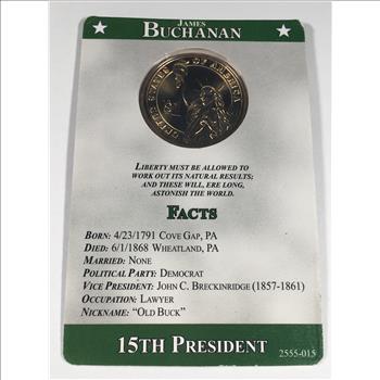 James Buchanan Presidential Commemorative Dollar*Brilliant Uncirculated*Facts Card