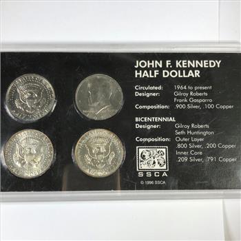 John F. Kennedy Half Dollar Collection: 1964 Silver, 1968-D Silver, 1981-D and 1981-P*All High Grade in Custom Holder