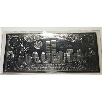 Liberia $20 Silver Layered Note*In Memory of the Twin Towers*Numbered with Signature of the Nat'l Collector's Mint