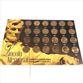 Lincoln Memorial Complete Copper Penny Year Set*1959-1982*Missing 1960, 1975 & 1976*All High Grade Red
