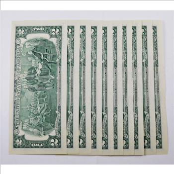 Lot of 10 Series 2017A $2 Federal Reserve Notes in CONSECUTIVE NUMBERS*Dallas, TX*Crisp Uncirculated