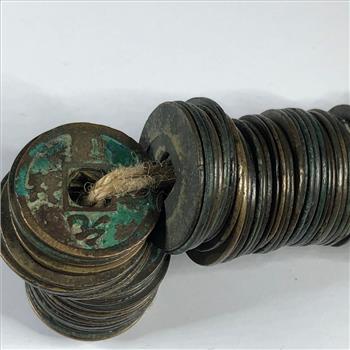 Lot of 100 Chinese 1 Cash Coins*Tied