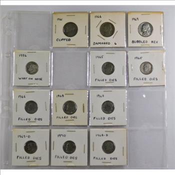 Lot of 12 U.S. Mint Error Coins*Various Errors On Dimes and Nickels*1956 Dime and 1960's