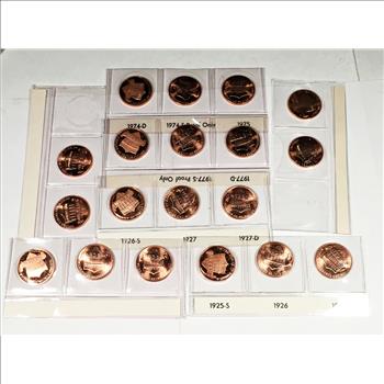 Lot of 19 High Grade Red Lincoln Head Shield Cents*P, D & S Mint Marks on Most Years