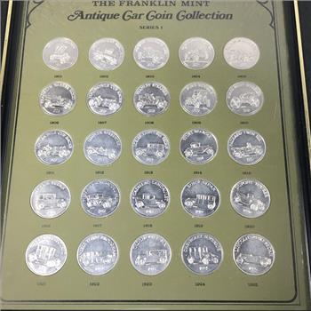 Lot of 25 Antique Car Collection Tokens*Series 1*Uncirculated*In Frame