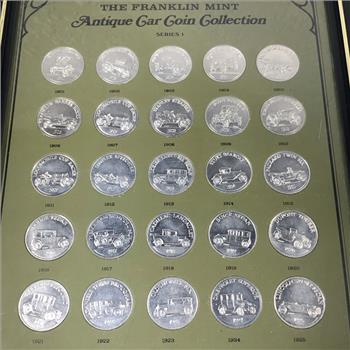 Lot of 25 Antique Car Collection Tokens*Series 1*Uncirculated*In Frame