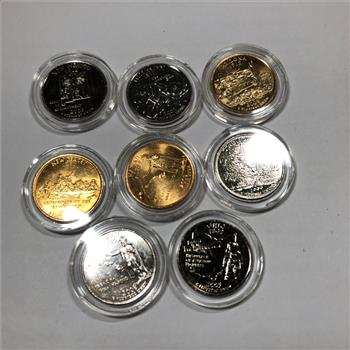 Lot of Eight Commemorative Quarters*Three are 24K Gold Layered and Five Are Silver Layered