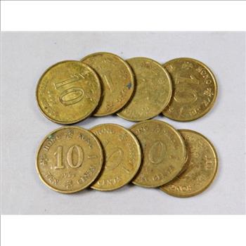 Lot of Eight Hong Kong 10 Cent Coins: 1982, 1983, 1997, 1982, 1982, 1983, 1982 and 1992