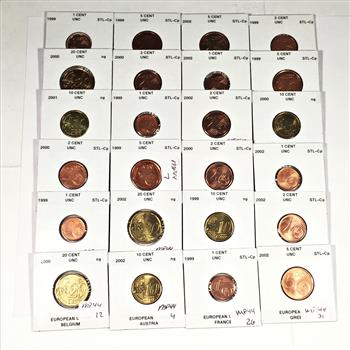 Lot of Euro Coins*3.98 Face Value*Most are Uncirculated*Over 50 Coins