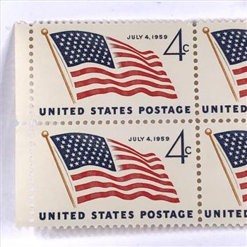 Lot of Five (5) 1959 4c Flag Commemorative US Postage Stamps