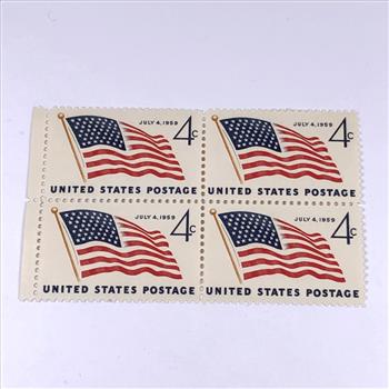Lot of Five (5) 1959 4c Flag Commemorative US Postage Stamps