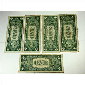 Lot of Five Series 1935 & 1957 $1 Silver Certificates*Circulated*Crisp Notes