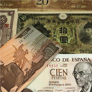 Lot of Five World Bank Notes*French Indochina, Japan, Spain and more