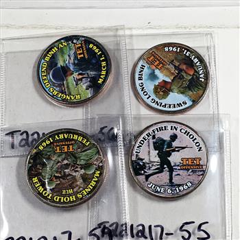 Lot of Four (4) Colorized Kennedy Half Dollar Commemorating the Vietnam War*Under Fire in Cholon, Etc.