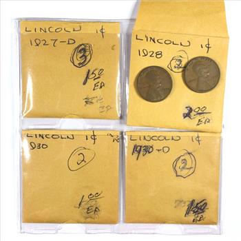 Lot of Four (4) Early 1920's Lincoln Head Wheat Cents