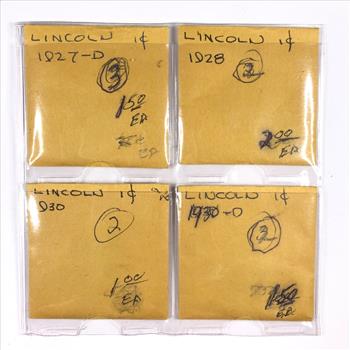 Lot of Four (4) Early 1920's Lincoln Head Wheat Cents