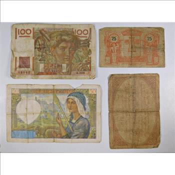 Lot of Four French Banknotes*Various Denominations and Grades