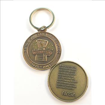 Lot of One Bronze Space Shuttle Key Chain and One Columbia Bronze Medallion