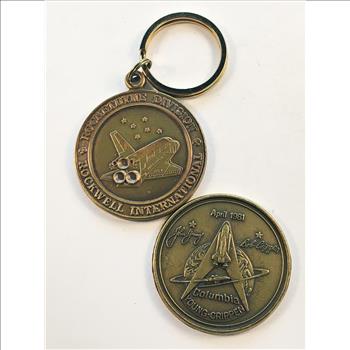 Lot of One Bronze Space Shuttle Key Chain and One Columbia Bronze Medallion