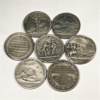 Lot of Seven Metallic Medals Commemorating Battles of the American Revolution*1973*1.5