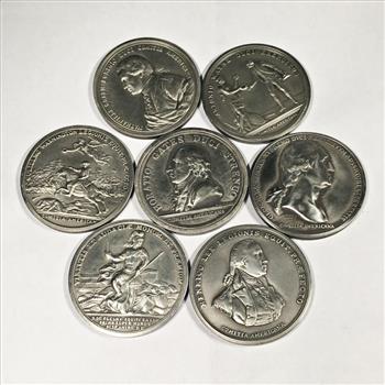 Lot of Seven Metallic Medals Commemorating Battles of the American Revolution*1973*1.5