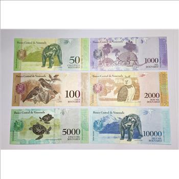 Lot of Six Late 2010's Venezuela Banknotes*Various Denominations*Crisp Uncirculated