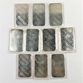 Lot of Ten 1 Troy Ounce .999 Fine Silver Numbered Engelhard Bars*Total of 10 Troy Ounces*All in Original Packets
