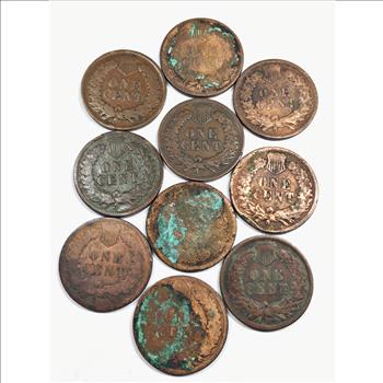 Lot of Ten (10 )Indian Head Cents*Various Dates and Grades